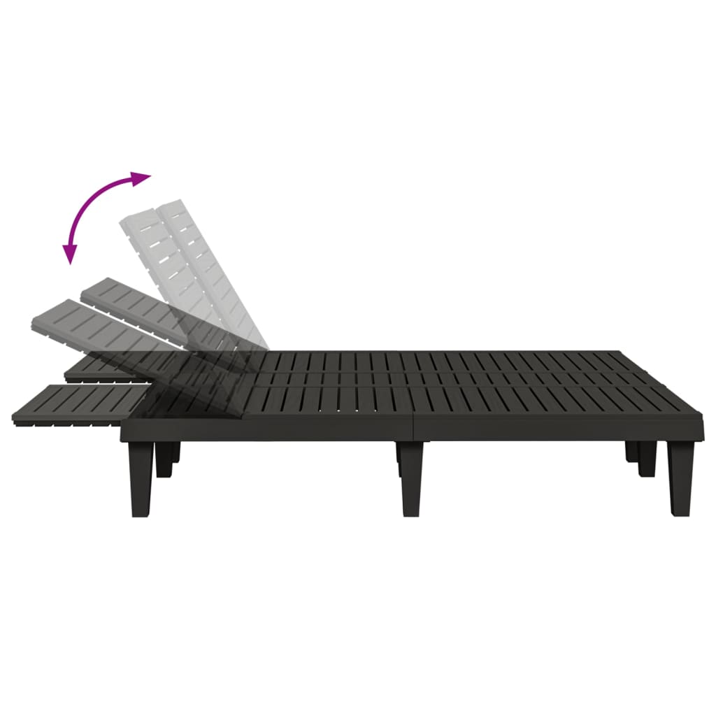 Stylish Black Polypropylene Double Sun Lounger - 155x138x83 cm