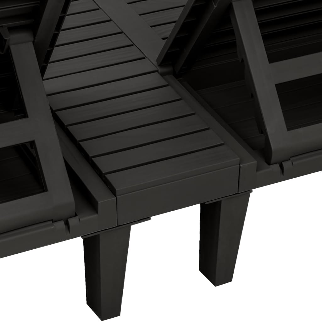 Stylish Black Polypropylene Double Sun Lounger - 155x138x83 cm