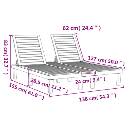 Stylish Black Polypropylene Double Sun Lounger - 155x138x83 cm