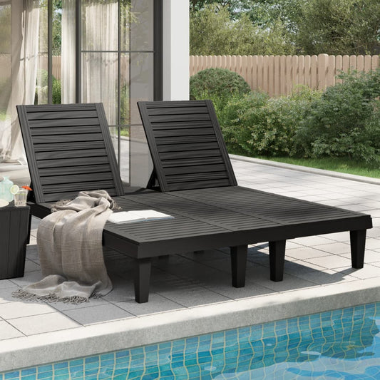 Stylish Black Polypropylene Double Sun Lounger - 155x138x83 cm