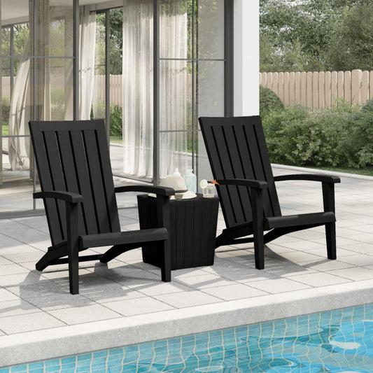 Black Polypropylene Garden Adirondack Chairs Set of 2