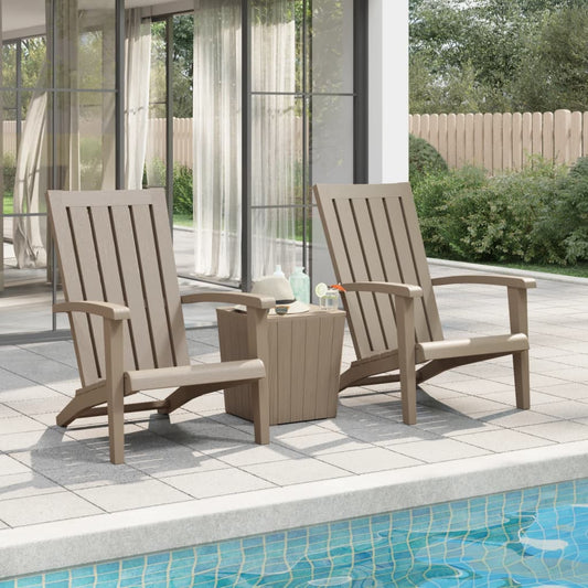 Light Brown Polypropylene Garden Adirondack Chairs, Set of 2