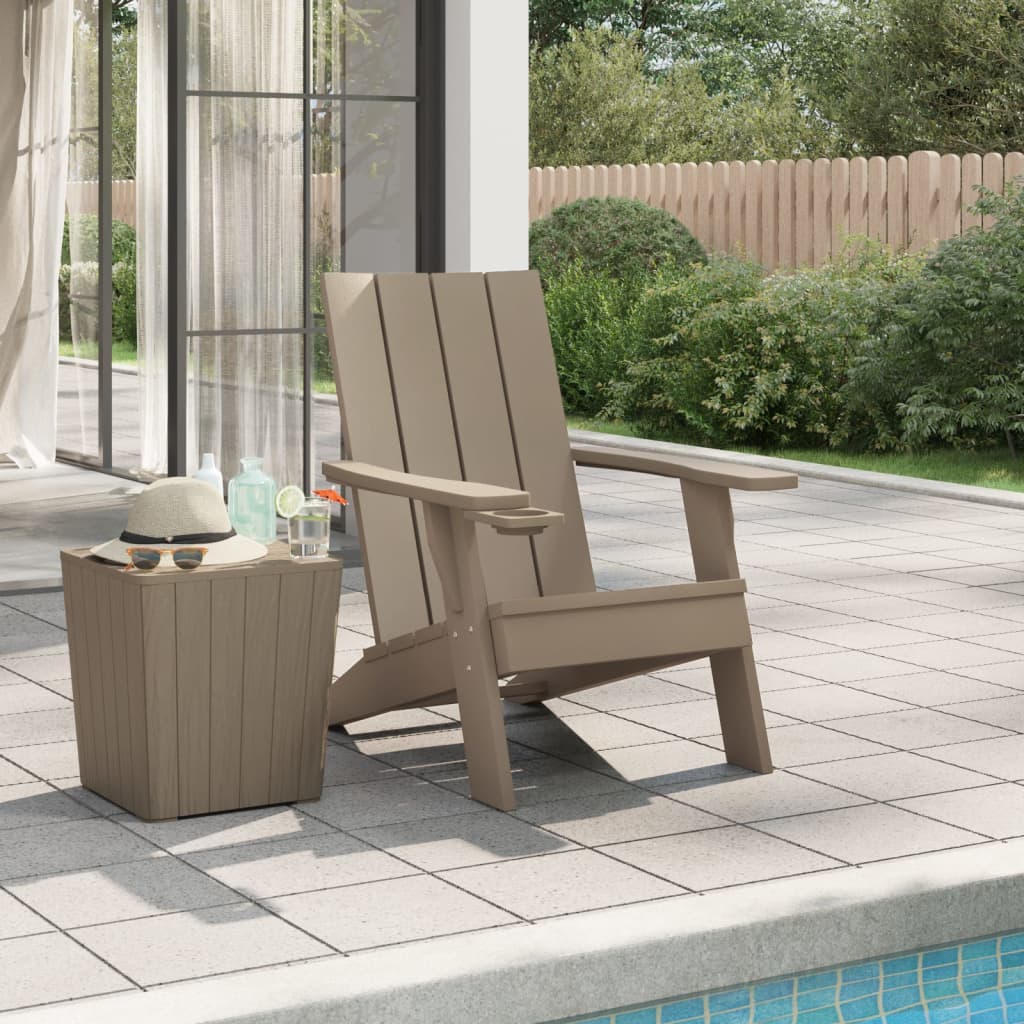 Light Brown Polypropylene Adirondack Chair 75x88.5x89.5cm Garden Seat