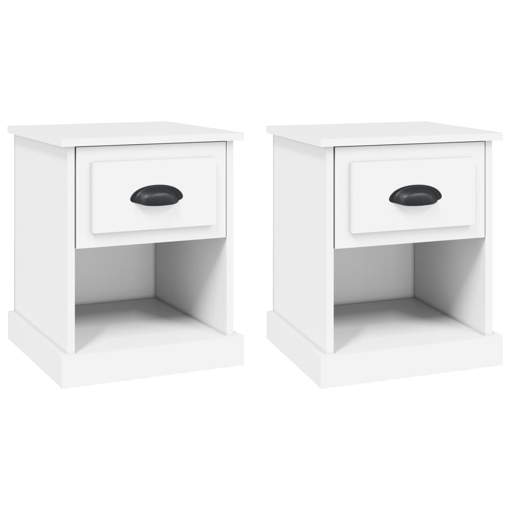 White Engineered Wood Bedside Cabinets Set of 2 - 39x39x47.5 cm
