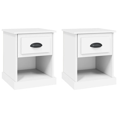 White Engineered Wood Bedside Cabinets Set of 2 - 39x39x47.5 cm