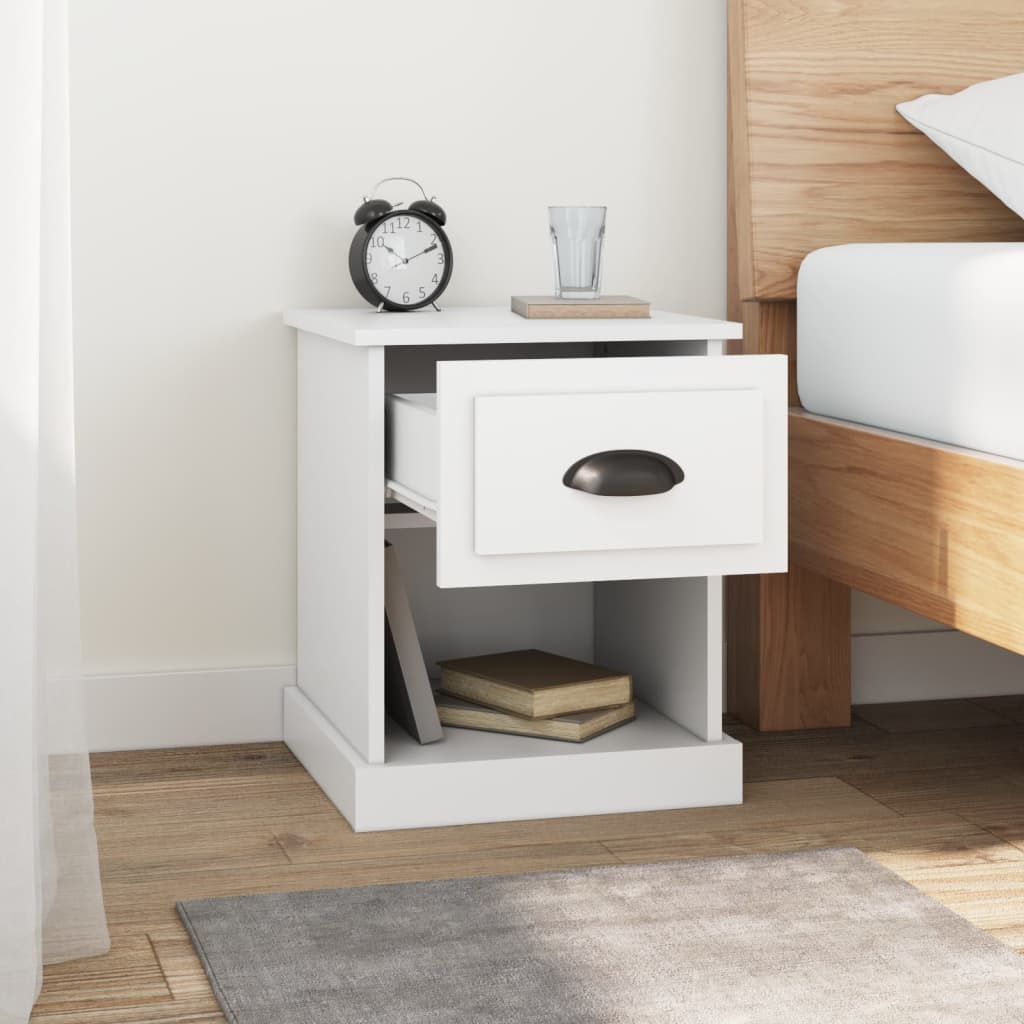 White Engineered Wood Bedside Cabinets Set of 2 - 39x39x47.5 cm