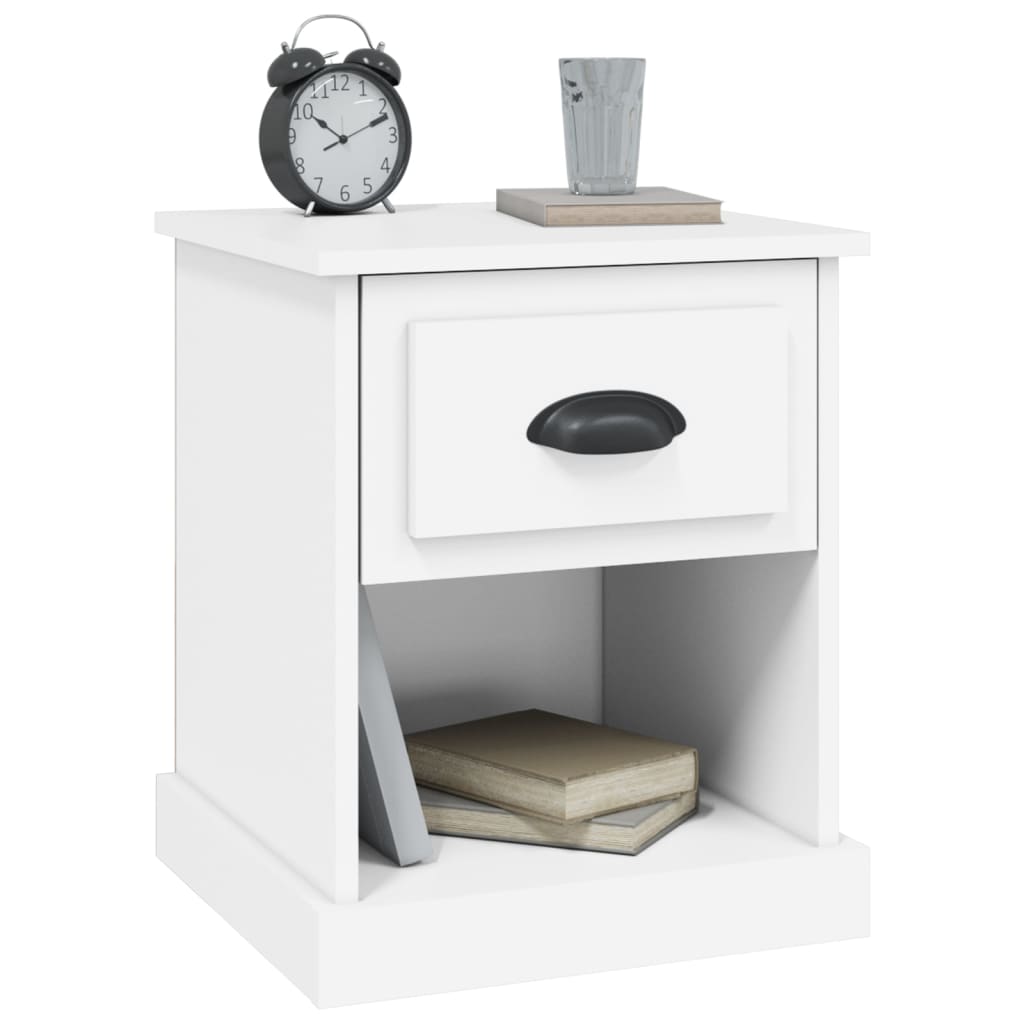 White Engineered Wood Bedside Cabinets Set of 2 - 39x39x47.5 cm