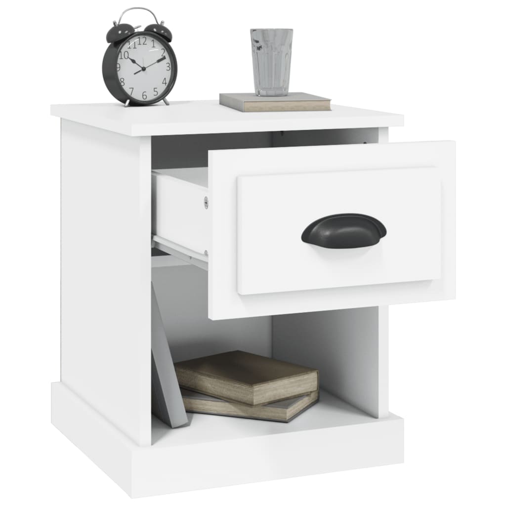 White Engineered Wood Bedside Cabinets Set of 2 - 39x39x47.5 cm
