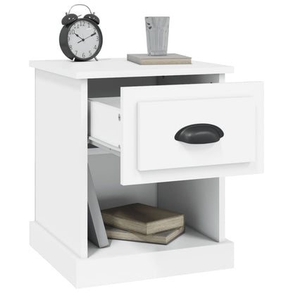 White Engineered Wood Bedside Cabinets Set of 2 - 39x39x47.5 cm