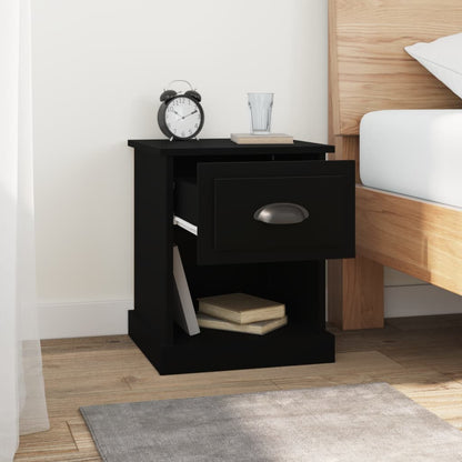 Black Engineered Wood Bedside Cabinet 39x39x47.5 cm