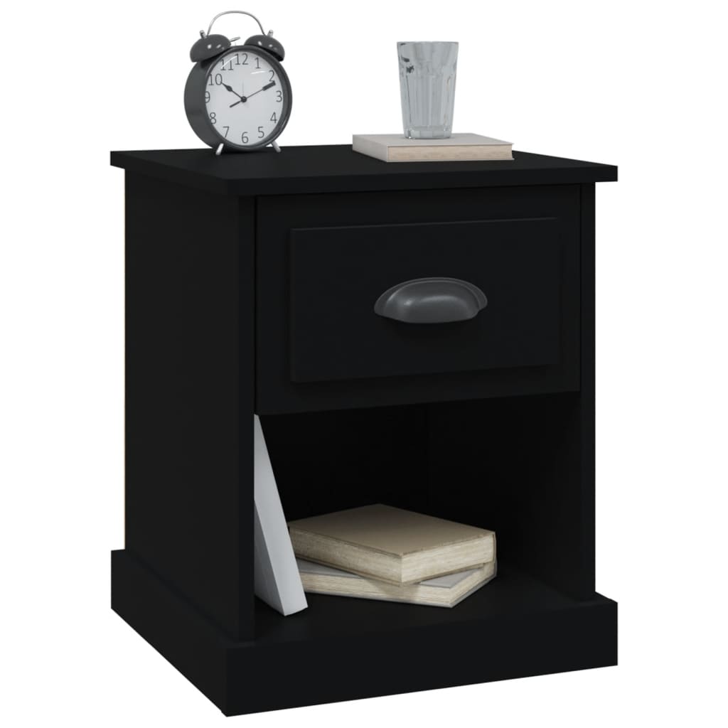 Black Engineered Wood Bedside Cabinet 39x39x47.5 cm