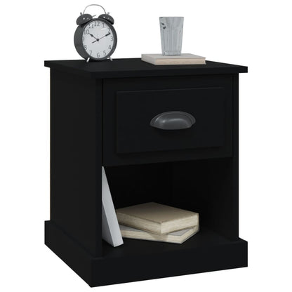 Black Engineered Wood Bedside Cabinet 39x39x47.5 cm
