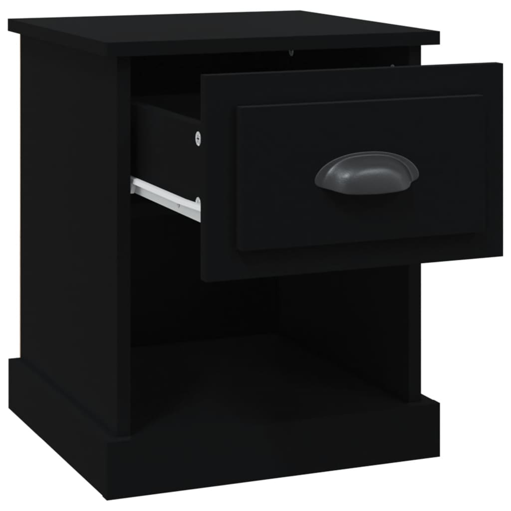Black Engineered Wood Bedside Cabinet 39x39x47.5 cm