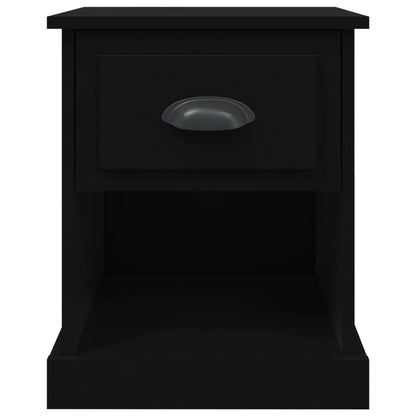 Sleek Black Engineered Wood Bedside Cabinets Set, 39x39x47.5 cm