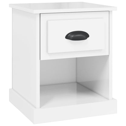 White High Gloss Bedside Cabinet - Engineered Wood, 39x39x47.5 cm