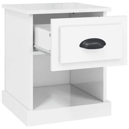 White High Gloss Bedside Cabinet - Engineered Wood, 39x39x47.5 cm