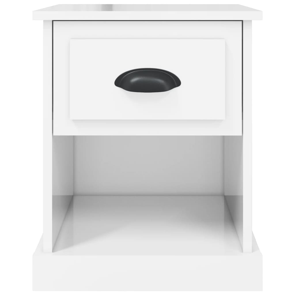White High Gloss Bedside Cabinet - Engineered Wood, 39x39x47.5 cm