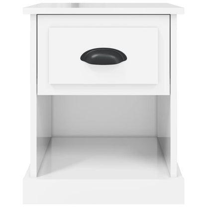White High Gloss Bedside Cabinet - Engineered Wood, 39x39x47.5 cm