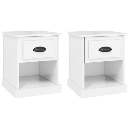 High Gloss White Bedside Cabinets Set, 39x39x47.5 cm, Engineered Wood