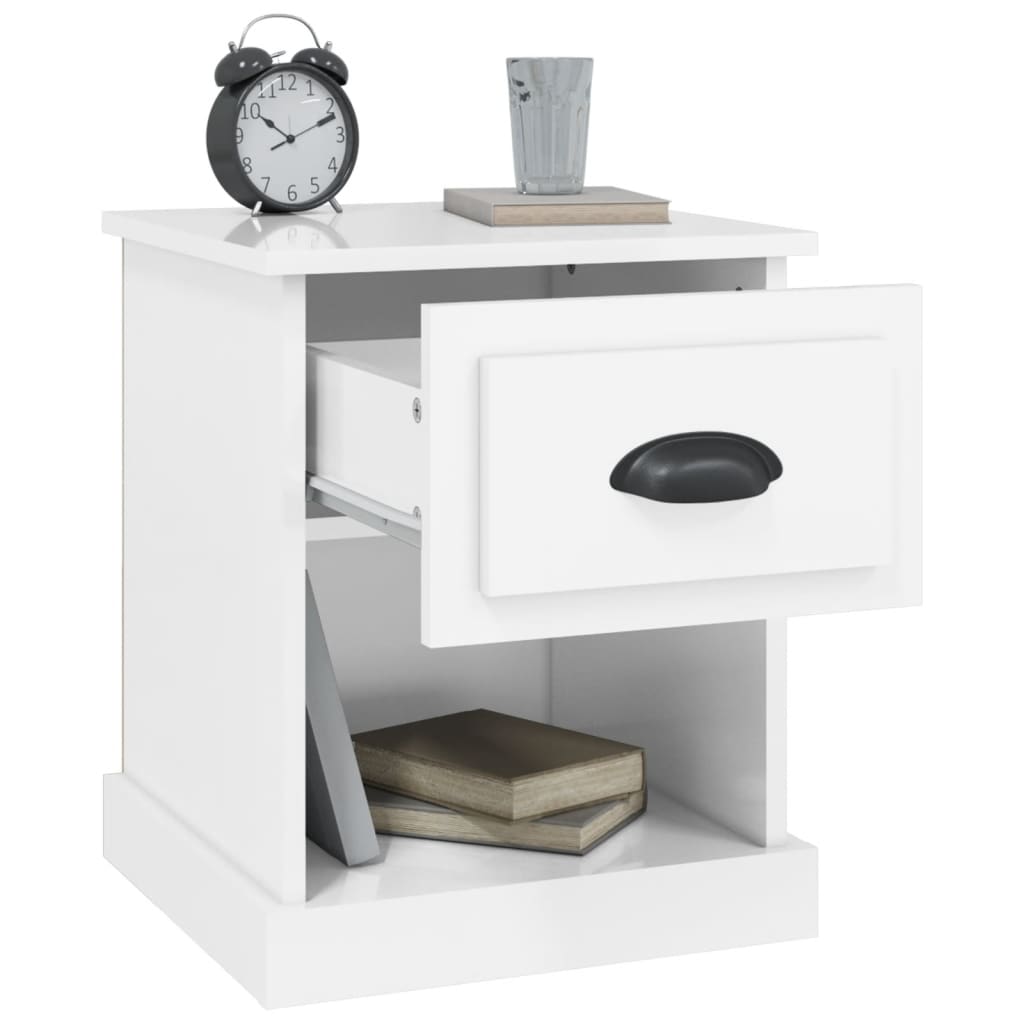 High Gloss White Bedside Cabinets Set, 39x39x47.5 cm, Engineered Wood