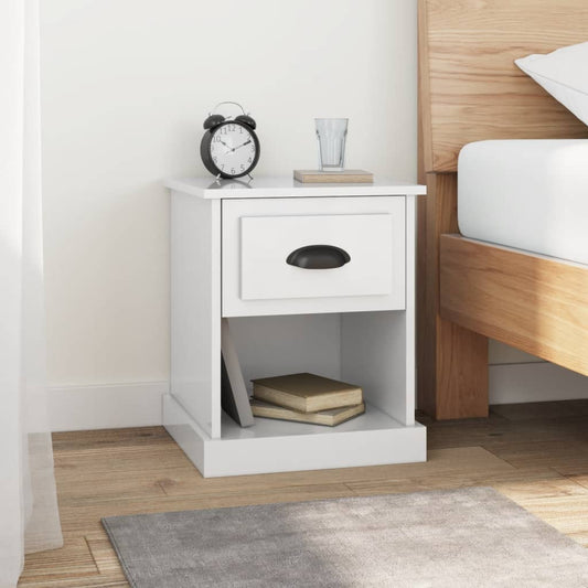 High Gloss White Bedside Cabinets Set, 39x39x47.5 cm, Engineered Wood