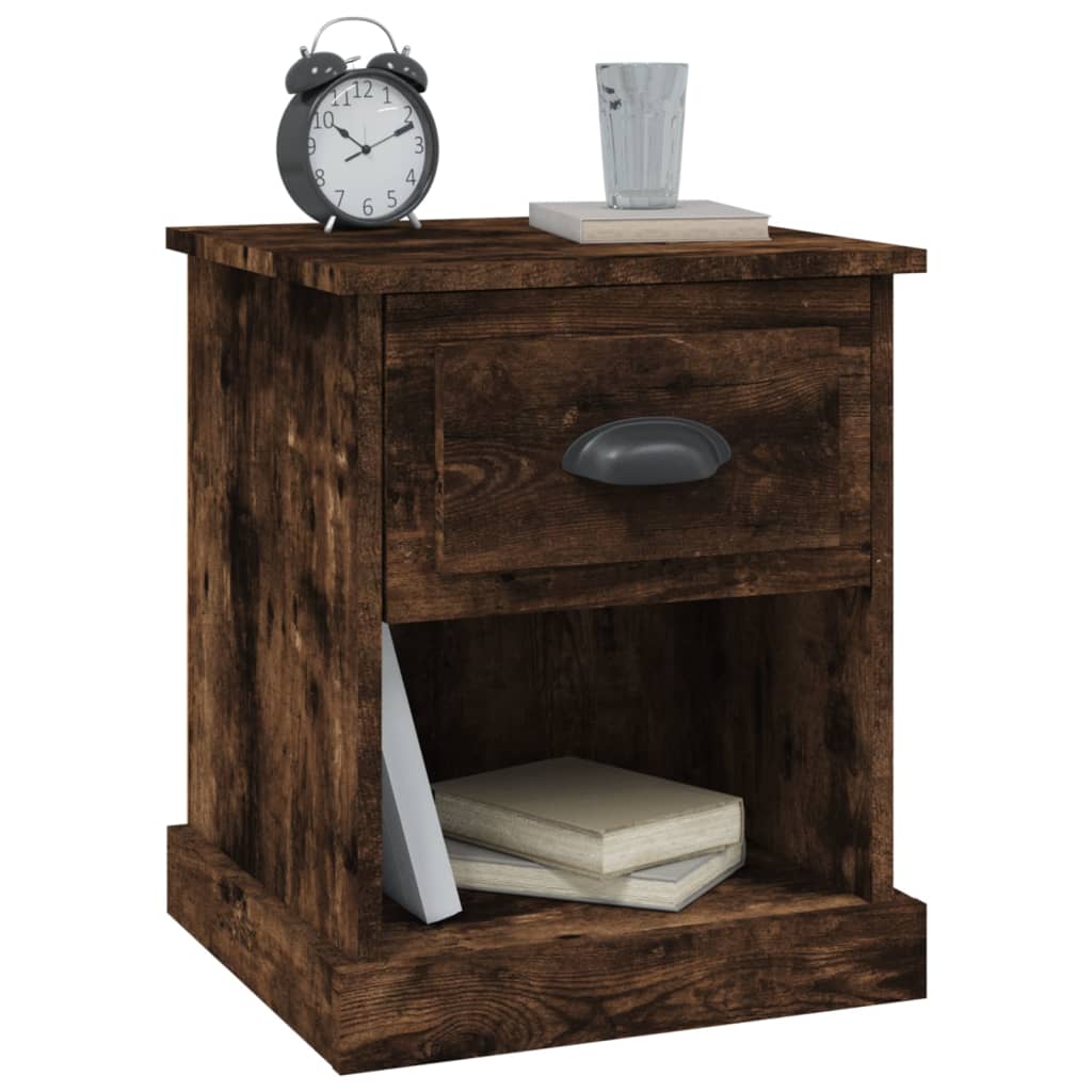 Smoked Oak Bedside Cabinets Set of 2 - 39x39x47.5 cm Engineered Wood