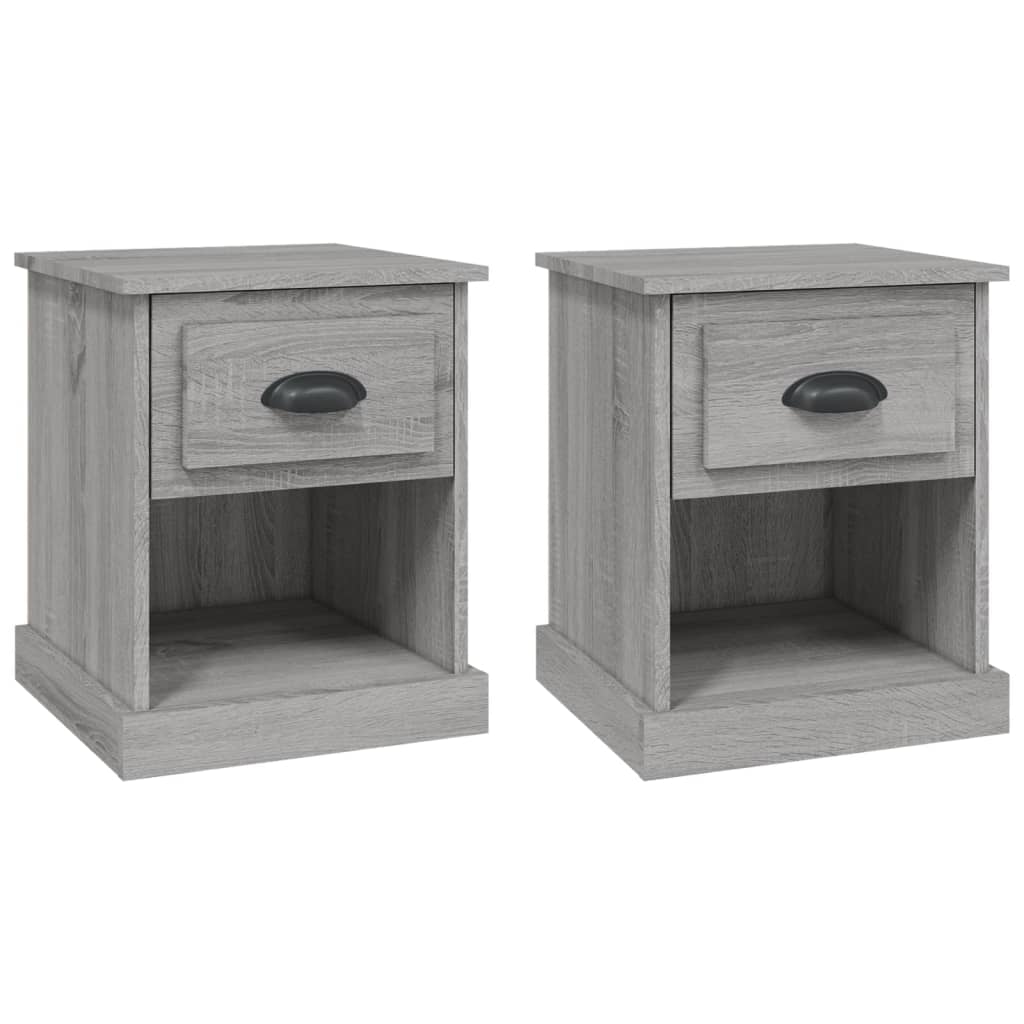 Set of 2 Grey Sonoma Bedside Cabinets, 39x39x47.5 cm, Engineered Wood