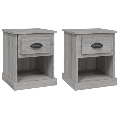 Set of 2 Grey Sonoma Bedside Cabinets, 39x39x47.5 cm, Engineered Wood