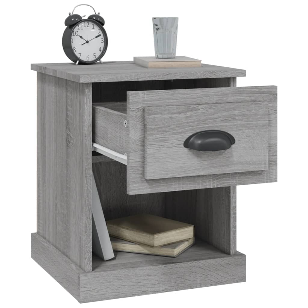 Set of 2 Grey Sonoma Bedside Cabinets, 39x39x47.5 cm, Engineered Wood