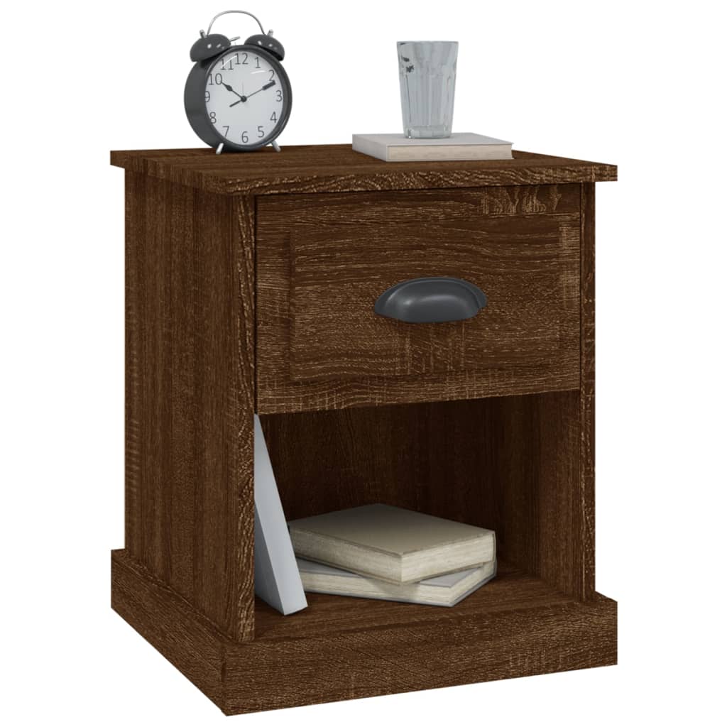 Brown Oak Bedside Cabinet - 39x39x47.5 cm Engineered Wood