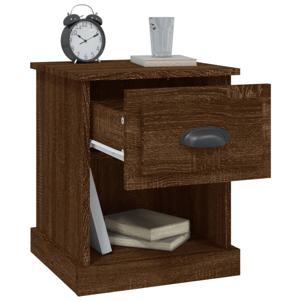 Brown Oak Bedside Cabinet - 39x39x47.5 cm Engineered Wood