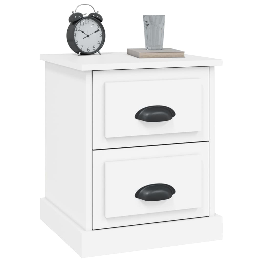 White Engineered Wood Bedside Cabinet 39x39x47.5 cm