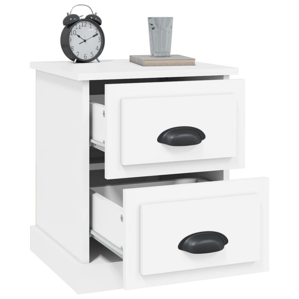 White Engineered Wood Bedside Cabinet 39x39x47.5 cm