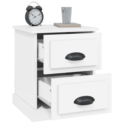 White Engineered Wood Bedside Cabinet 39x39x47.5 cm