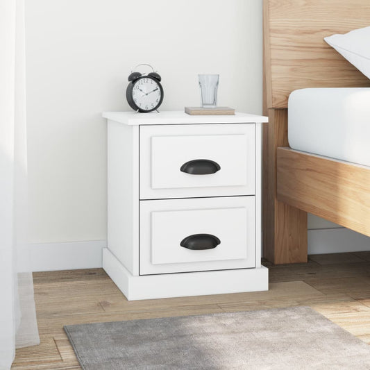 White Engineered Wood Bedside Cabinet 39x39x47.5 cm