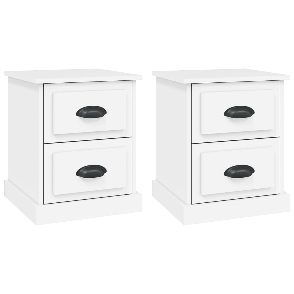 White Engineered Wood Bedside Cabinets Set of 2 - 39x39x47.5 cm