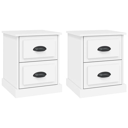 White Engineered Wood Bedside Cabinets Set of 2 - 39x39x47.5 cm