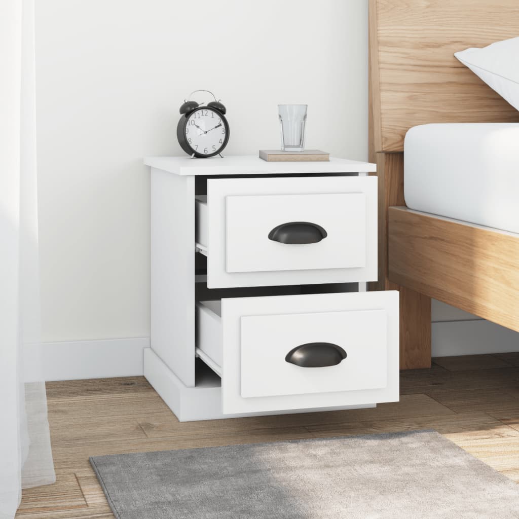 White Engineered Wood Bedside Cabinets Set of 2 - 39x39x47.5 cm