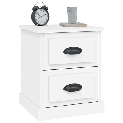 White Engineered Wood Bedside Cabinets Set of 2 - 39x39x47.5 cm
