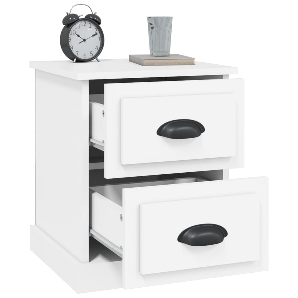 White Engineered Wood Bedside Cabinets Set of 2 - 39x39x47.5 cm