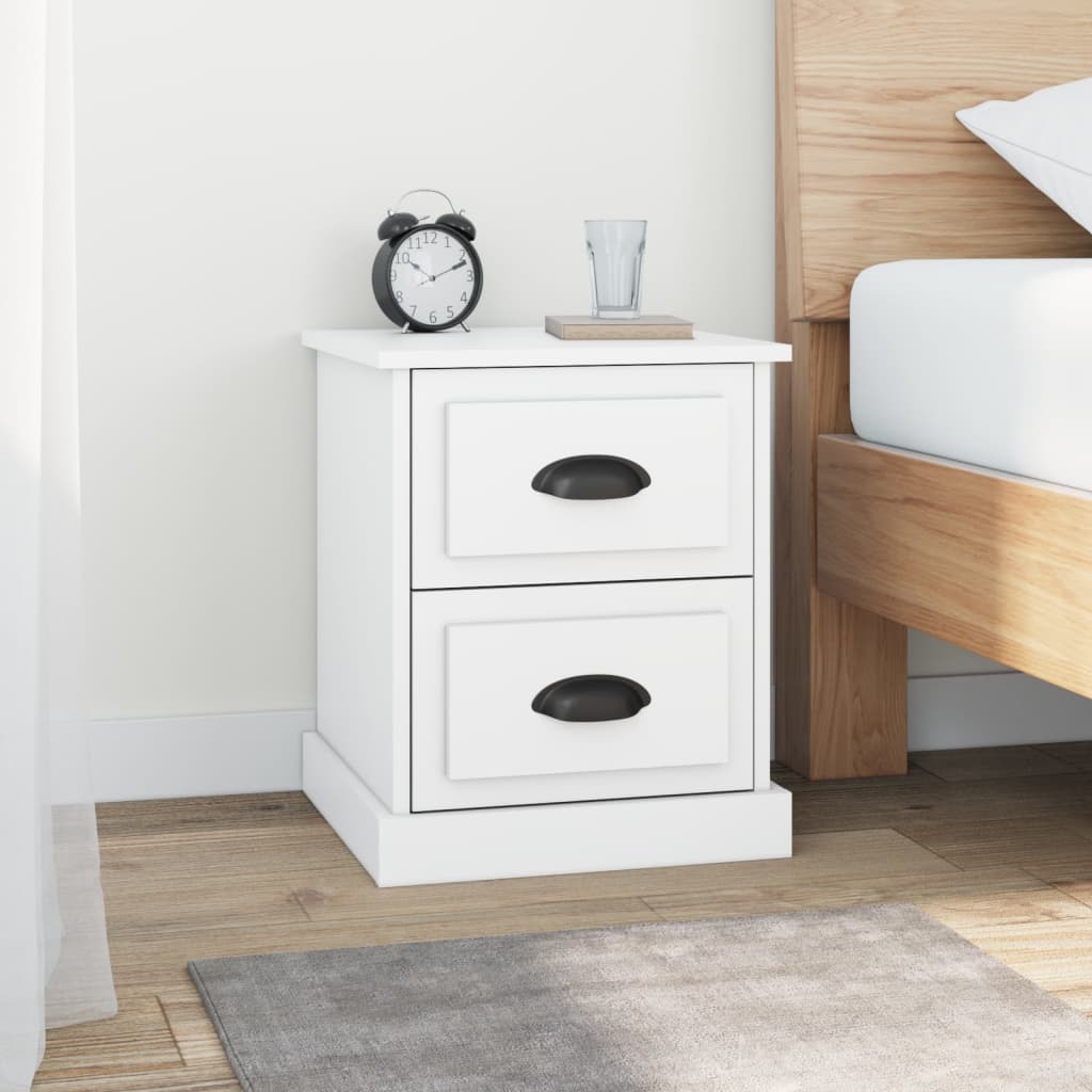 White Engineered Wood Bedside Cabinets Set of 2 - 39x39x47.5 cm