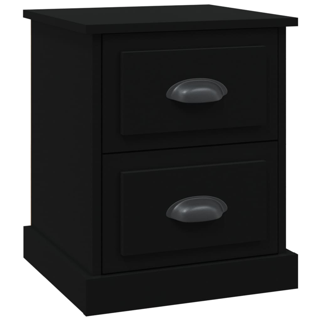 Black Engineered Wood Bedside Cabinet 39x39x47.5 cm