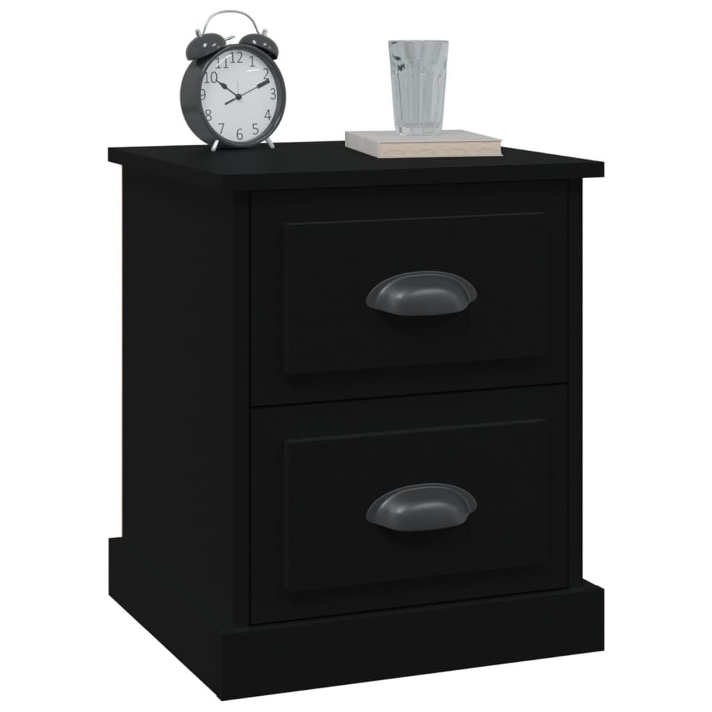 Black Engineered Wood Bedside Cabinet 39x39x47.5 cm