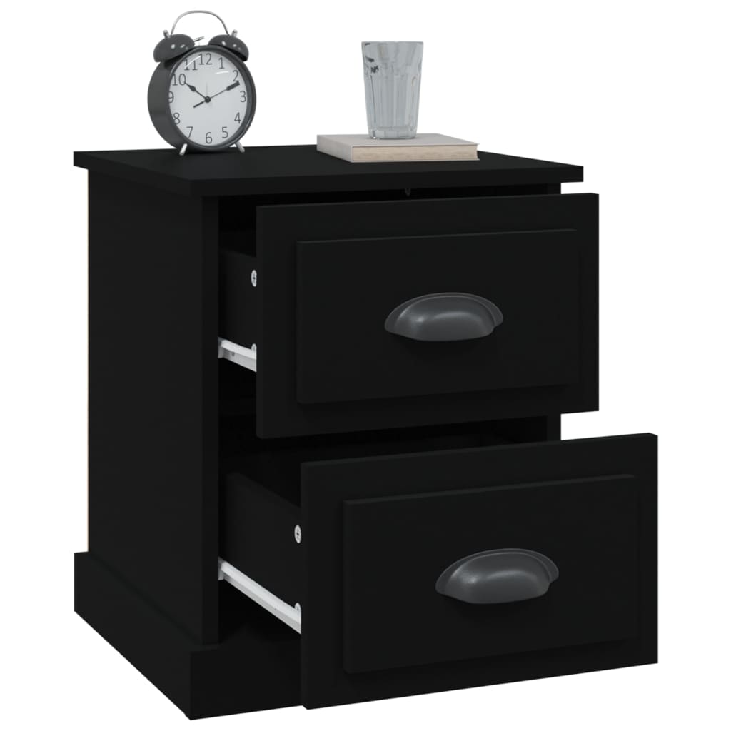 Black Engineered Wood Bedside Cabinet 39x39x47.5 cm