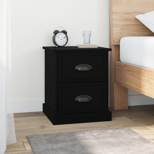 Black Engineered Wood Bedside Cabinet 39x39x47.5 cm