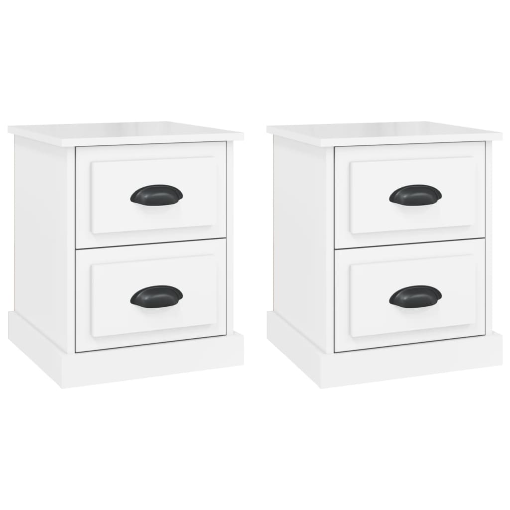 High Gloss White Bedside Cabinets 2pcs, 39x39x47.5cm - Engineered Wood