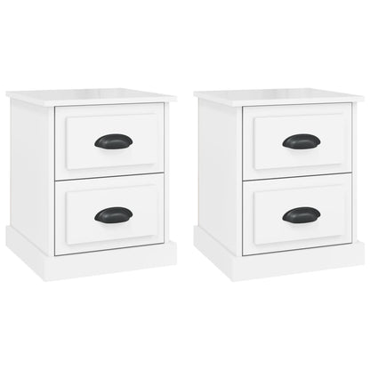 High Gloss White Bedside Cabinets 2pcs, 39x39x47.5cm - Engineered Wood