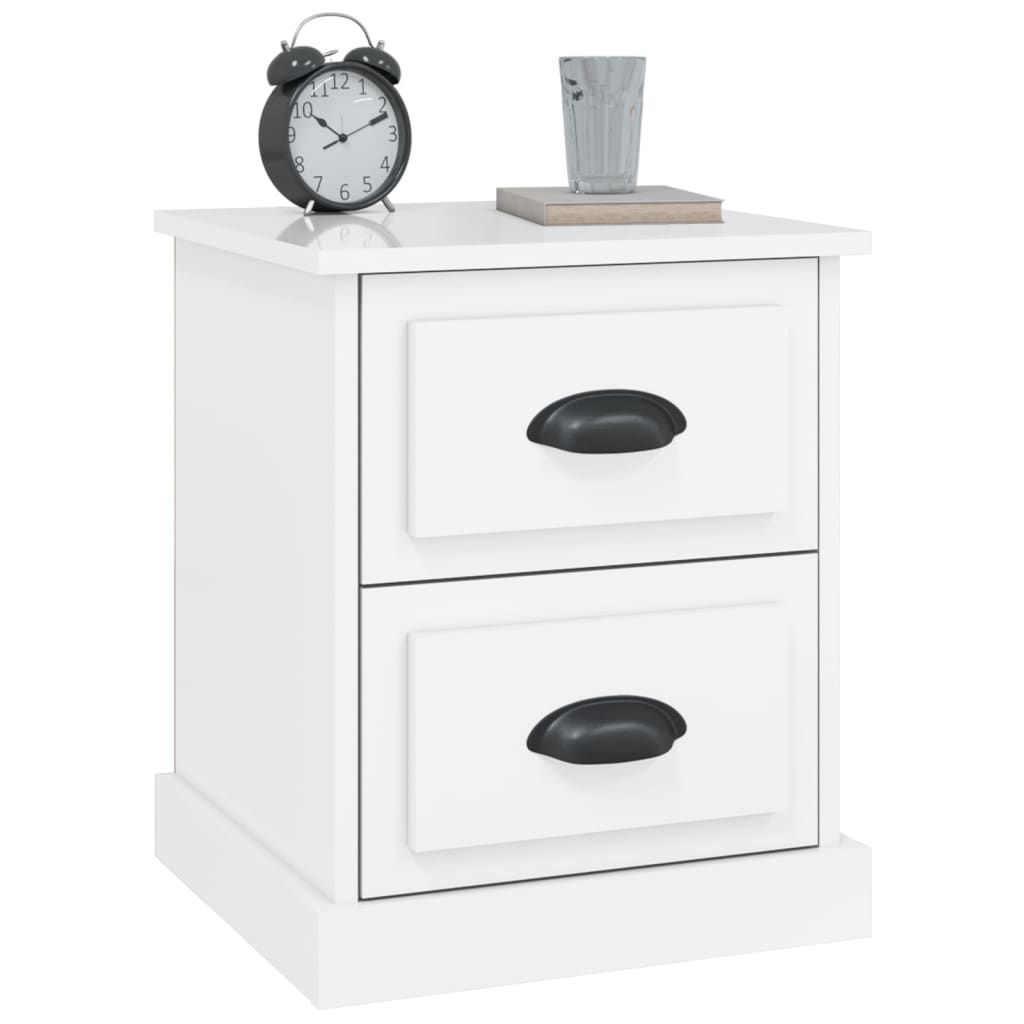 High Gloss White Bedside Cabinets 2pcs, 39x39x47.5cm - Engineered Wood
