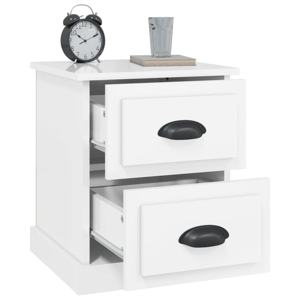 High Gloss White Bedside Cabinets 2pcs, 39x39x47.5cm - Engineered Wood