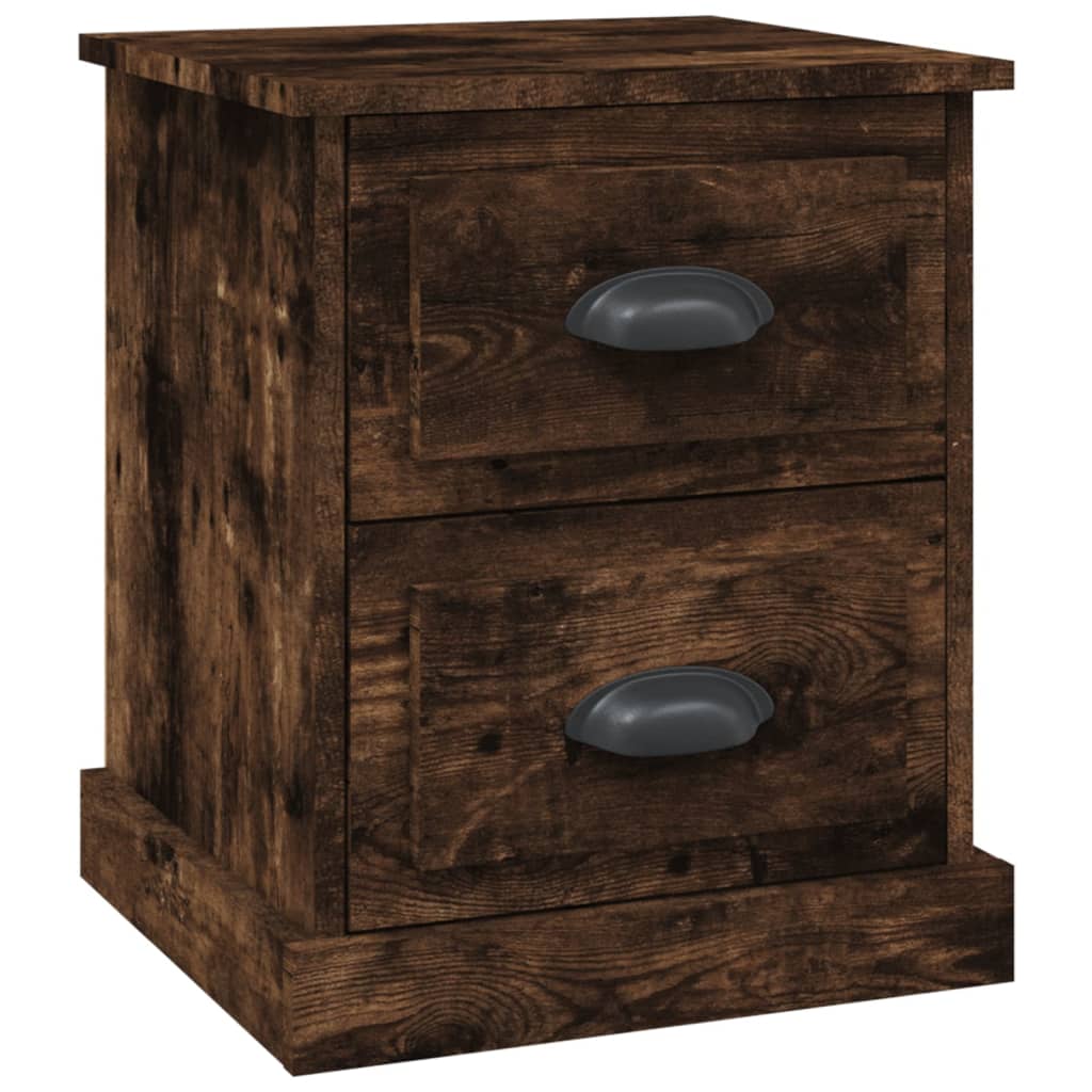 Smoked Oak Bedside Cabinet 39x39x47.5cm Engineered Wood